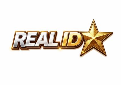 Красивая надпись REAL ID  и золотая звезда из Driver's License